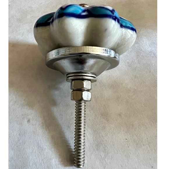 10 Dark Floral Ceramic Door Knobs. Dark Painted Color Knobs w/Hardware. - Picture 2 of 3